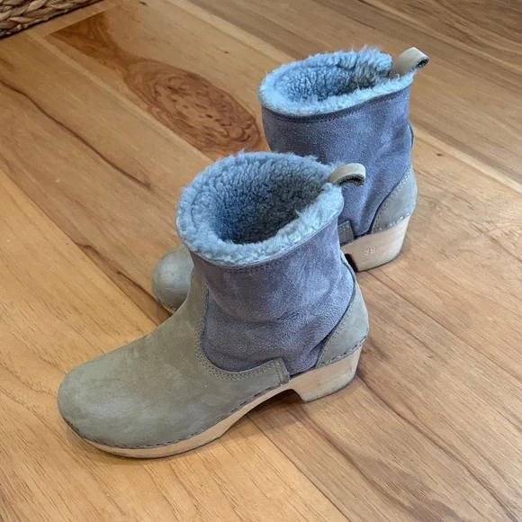 Cozy Shearling/Suede Two-Tone Boots 7/7.5 - Picture 3 of 5